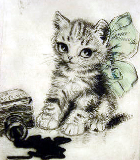 Kitten with Spilled Ink Bottle