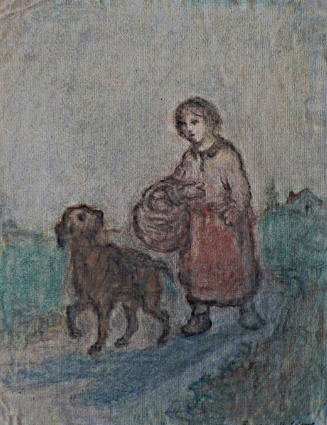 Girl Walking with Dog