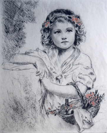 Young Girl with Flower Basket