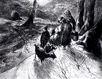 Woman, Boy, and Goats